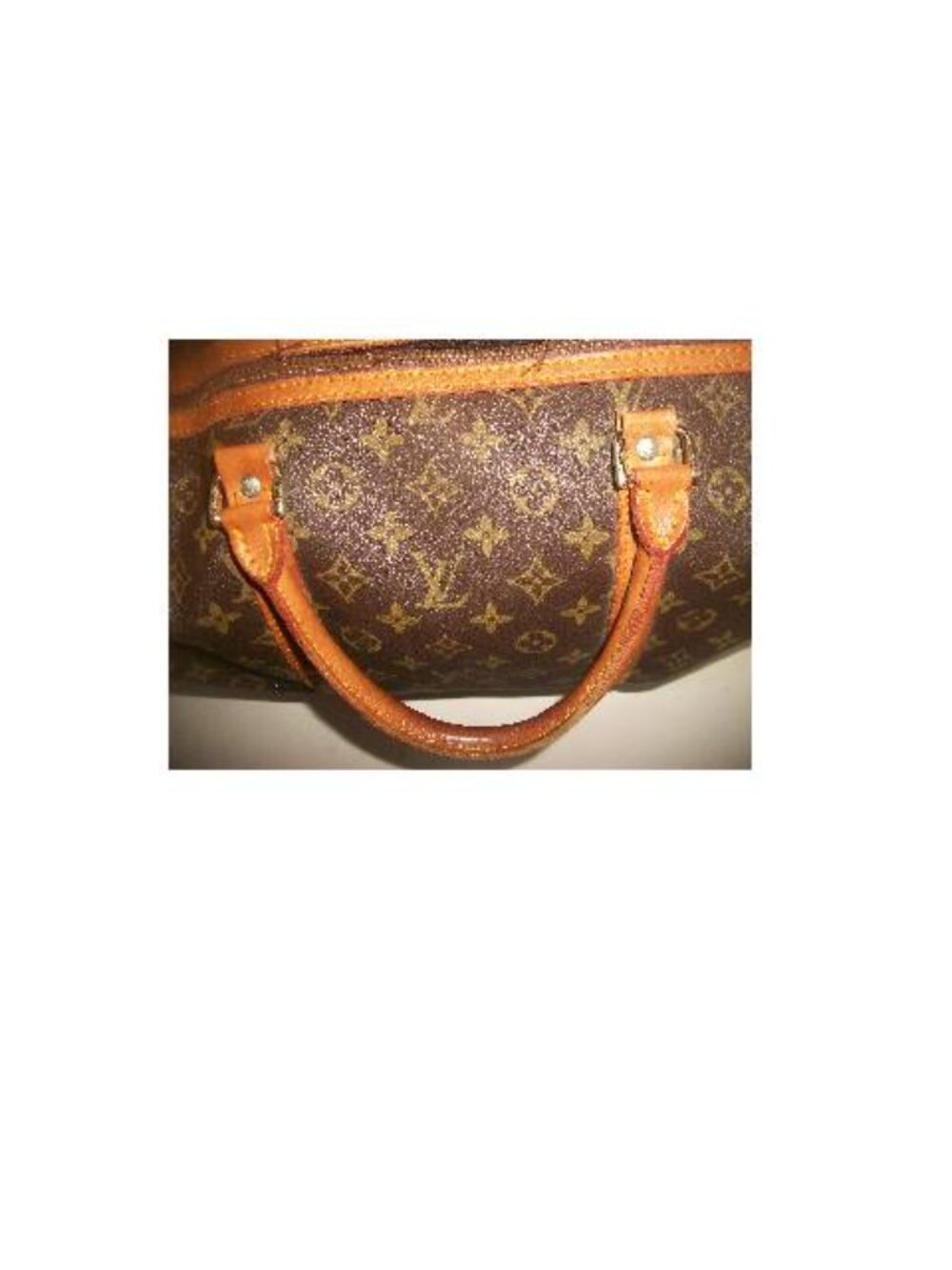 Large Top-Zip Vintage Hand-Held Monogram Duffel w Leather Trim & Handles NOT LV - Picture 6 of 16